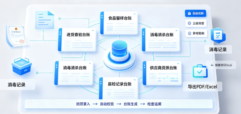 食安台账系统:进货查验与明厨亮灶一体方案